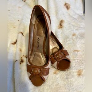 Connie Cream and Brown heels size 7